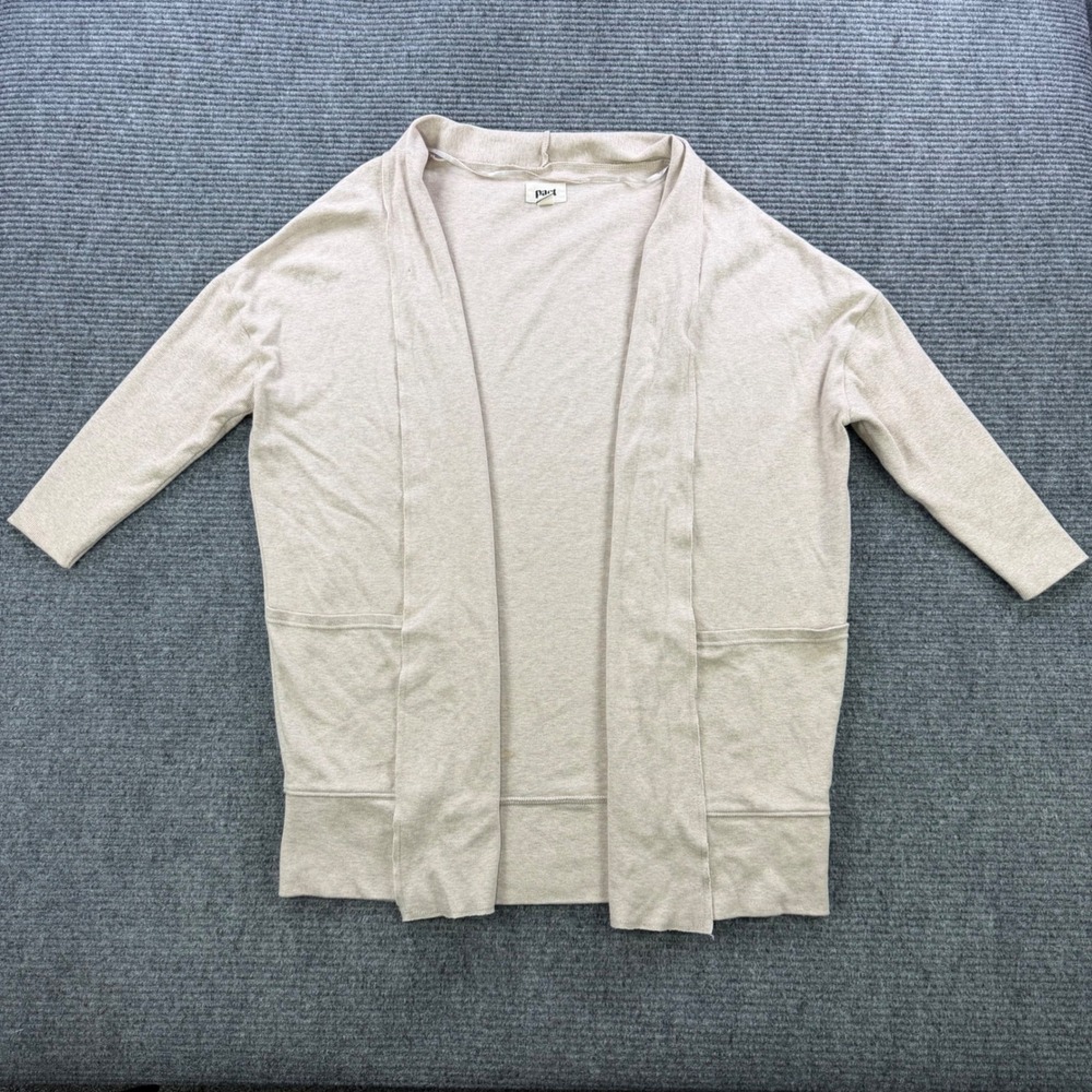 NWOT Pact Organic Cotton Cardigan Sweater Oatmeal Beige Open Front Womens XS / S